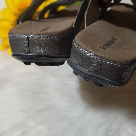 Romika Silver and Gold Leather Comfort Sandals - Picture 4 of 9